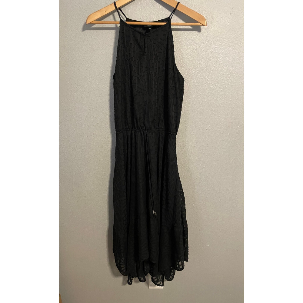 Mossimo Womens Dress Small Black Textured Chiffon Asymmetric Fairy Grunge Y2K